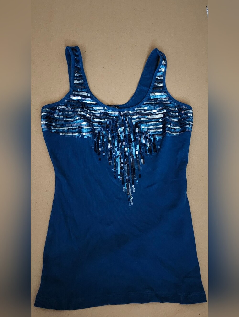 Express Blue Sequin-Embellished Tank Top